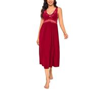 Alcea Rosea Womens Long Lace Nightdresses V Neck Sexy Chemise Nighties Strap Nightgown Elegant for Ladies S-XXXL(Red, XXXL)