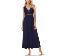 Alcea Rosea Womens Long Lace Nightdresses V Neck Sexy Chemise Nighties Strap Nightgown Elegant for Ladies S-XXXL(Navy Blue, Medium)