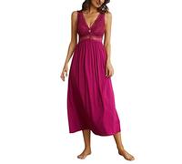 Alcea Rosea Womens Long Lace Nightdresses V Neck Sexy Chemise Nighties Strap Nightgown Elegant for Ladies S-XXXL (Rose, X-Large)