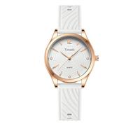 ALCENTIS Women's Silicone Strap Watch - Japanese Quartz Mechanism - Very Trendy Look - Large Numbers Easy to Read, White Strap - White Dial, Modern