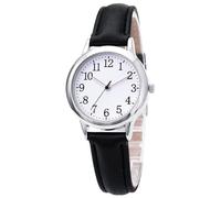 ALCENTIS - Women's watch with leather strap, Japanese movement, Arabic analogue numerals, easy to read, Black strap, Classic Business Women