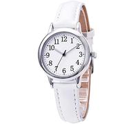 ALCENTIS - Women's watch with leather strap, Japanese movement, Arabic analogue numerals, easy to read, White Strap, Classic Business Women