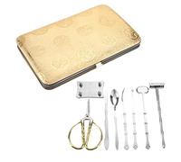 AlcheLHymist 8PCS Stainless Steel Lobster Crab Cracker Tool Set, Seafood Claw Cracking Kit with Hammer Spoon Scissors Axe Fork Tweezers and Chopping Block for Shellfish Oysters Nuts