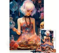 Alchemist Girl with Skulls Jigsaw Puzzles for Adults 1000 Pieces Brain Power Snug Connection Home Game Perfect Art (50x75cm)