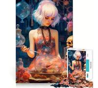 Alchemist Girl with Skulls Jigsaw Puzzles for Adults 1000 Pieces Brain Power Snug Connection Home Game Perfect Art (50x75cm)