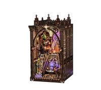 Alchemist workshop book corner, wizard laboratory miniature scene, 3D wooden puzzle, LED lights, Gothic fantasy decoration, DIY craft kit