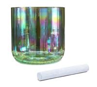 Alchemy Clear Crystal Singing Bowl with Suede Mallet & O-ring, Quartz Cosmic Light Green Colored Sound Bowl for Yoga Meditation & Sound Bath(432Hz,6 inch G Note)