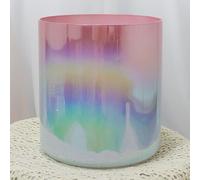 Alchemy Colorful Crystal Singing Bowl for Yoga Meditation & Sound Bath, Quartz Cosmic Light Chakra Sound Bowl with Suede Mallet & O-ring(432Hz,8 inch D Note)