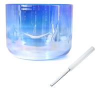 Alchemy Crystal Singing Bowl for Yoga Meditation & Sound Healing, Quartz Chakra Bowl with Free Acrylic Striker & O-ring, Clear Gradient Blue