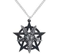 Alchemy Gothic Men's Baphomet Pendant Necklace Black/Silver Pewter