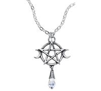 Alchemy Gothic Wiccan Pentacle Women Necklace Silver-Coloured, Pewter,