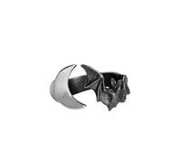 Alchemy England Lunatious Ring - Gothic Vampire Bat & Crescent Moon Jewelry, Grey, Q-T
