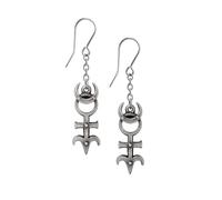 Alchemy England Monad Pewter Drop Earrings, Fine English Pewter, Occult Mystical Design, Renaissance Style, Surgical Steel Ear Wires, 29mm Length