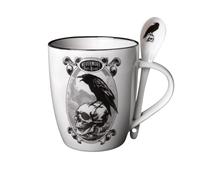 Alchemy England Mug & Spoon Set Nevermore Poe’s Raven Gothic Skull Art Tea Cup