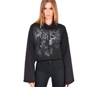 Alchemy England Skull Plant Woman's Cropped Sweat Shirt Gallow Hoodie black M