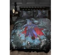 Alchemy England Super King Size Magistus Duvet Cover Set, Gothic Grim Reaper Skeleton Alternative Bedding, Grey Black Purple