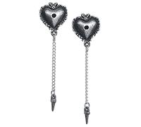 Alchemy Gothic Witches Heart Women Earring Set Silver-Coloured, Pewter,