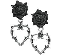Alchemy Gothic Wounded Love Ear Studs Earring Set Black-Silver