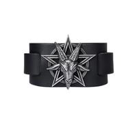 Alchemy Gothic Baphomet Men Leather Bracelet Black, Leather,