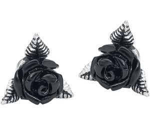 Alchemy Gothic Black Rose Ear Studs Stud Earring Set black silver Onesize