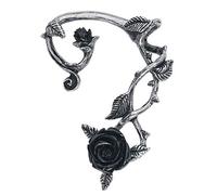 Alchemy Gothic Black Rose Ear Wrap Ear Stud Silver-Coloured
