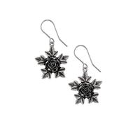 Alchemy Gothic Coven Rose Pewter Dropper Earrings