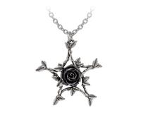 Alchemy Gothic Coven Rose Pewter Pentagram Pendant Necklace