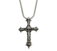 Alchemy Gothic Cruxinomica Women's Gothic Skull Necklace Black/Silver, Pewter