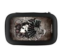 Alchemy Gothic Darts Case - Skeleton Fan Tattoo Design Storage Wallet - Holds 2 Sets of Darts - Officially Licensed Alternative Dart Case with Accessory Pockets.