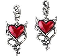 Alchemy Gothic Devil Heart Studs Women Earring Set Standard, Pewter,