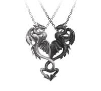 Alchemy Gothic Draconic Tryst Pair of Couple's Friendship Pendants -Brand New