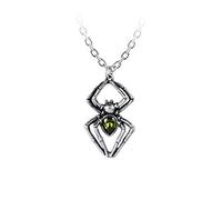 Alchemy Gothic Emerald Spiderling Women Necklace Silver-Coloured, Pewter,