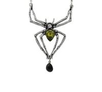 Alchemy Gothic Emerald Venom Pendant - Green Crystal, Pewter Spider 6.8 x 11.1cm