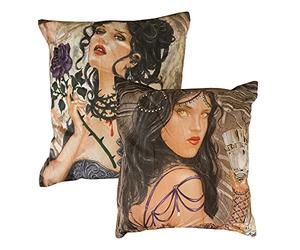 Alchemy Gothic Filled Cushion The Story Of The Rose, Black, Red, White, Decorative Scatter Zipped Cushion