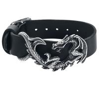 Alchemy Gothic Maelstrom Leather Wristrap Leather Bracelet black silver Onesize
