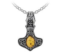 Alchemy Gothic (Metal-Wear) Amber Dragon Thorhammer Pendant
