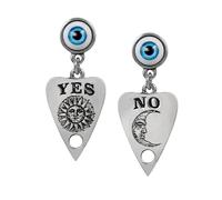 Alchemy Gothic Ouija Planchette Earrings - Yes & No Drop Design, Pewter