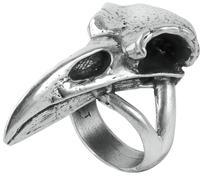 Alchemy Gothic Raven Skull Ring silver coloured M