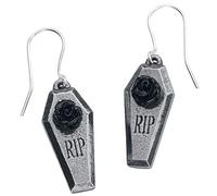 Alchemy Gothic RIP Rose Earrings Silver-Coloured
