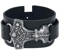 Alchemy Gothic Thunderhammer Mjolnir Leather Wriststrap, Black