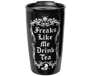 Alchemy Gothic Travel mug Freaks Like Me Drink Tea Black