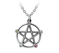 Alchemy Gothic Wiccan Elemental Pentacle Pendant - Pewter 53cm Trace Chain Necklace Pentagram