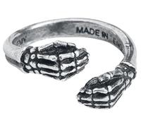Alchemy Last Embrace Ring Silver Skeletal Hands Adjustable Gothic