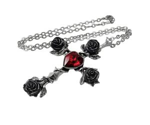 Alchemy of England Gothic Black Rosifix Pendant, Pewter, Crystal