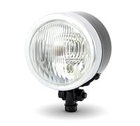 Alchemy Parts 4.5 inch Motorcycle Headlight in Custom Black & Chrome Small Discreet H4 55W Headlamp for Chopper Cruiser Bottom Mount Ideal for Trikes As Well (Type 3674)