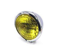 Alchemy Parts 4.75 inch (120mm) Universal Motorcycle Headlight with Yellow Lens for Chopper, Bobber, Cafe Racer, Scrambler Project Custom Street Bike (Chrome)