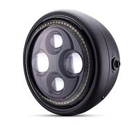 Alchemy Parts Black Motorbike LED Projector Headlight with Halo 7.7" diameter for Street Bike Project
