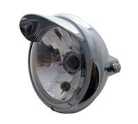 Alchemy Parts Custom Cruiser Motorcycle Headlight with Visor - Classic Chrome - E-Marked - Universal Fit