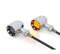 Alchemy Parts LED Motorbike Indicators - CNC Aluminium - Chrome with Black Bezels inserts