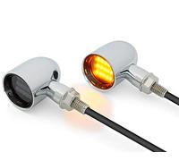 Alchemy Parts Mini LED Motorbike Indicators - CNC Aluminium - PAIR (Chrome with Black Bezel)